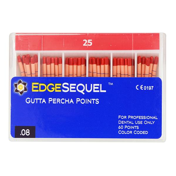 EdgeSequel Sapphire Gutta Percha Points Size #25 Red 60/Pk