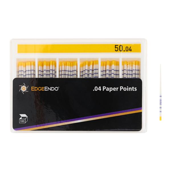 EdgeEndo Paper Points Size #50 Size #50 .04 Yellow Cone 100/Pk