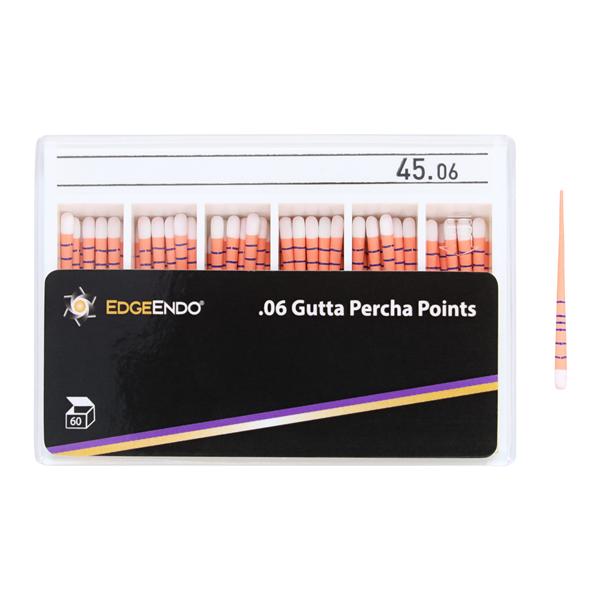 EdgeEndo Gutta Percha Points Size #45 Size #45 .06 White Cone 60/Pk