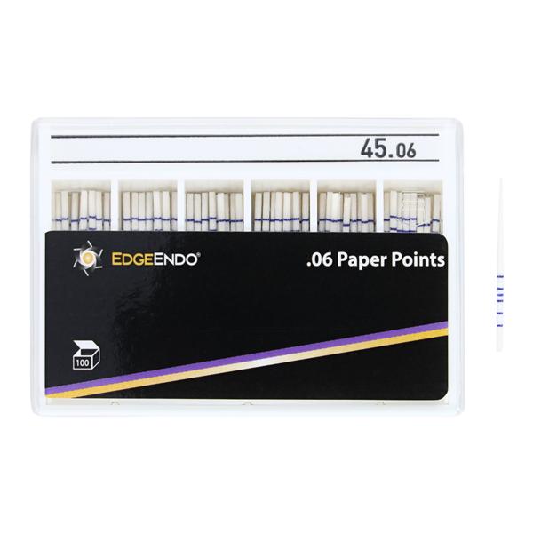 EdgeEndo Paper Points Size #45 Size #45 .06 White Cone 100/Pk