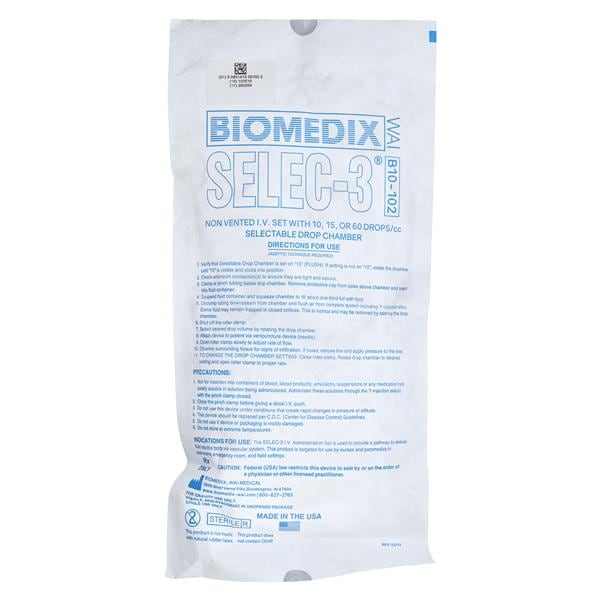 Selec-3 IV Administration Set Needleless 2 Y-Injection Sites 10/1...