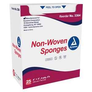 Cotton/Polyester/Viscose Non-Woven Sponge 4x4" 4 Ply Sterile Not...