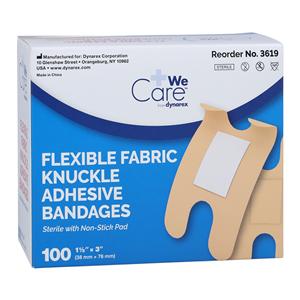 DynaSafety Adhesive Bandage Fabric 1.5x3" Flesh Sterile 100/Bx, 24 BX/CA