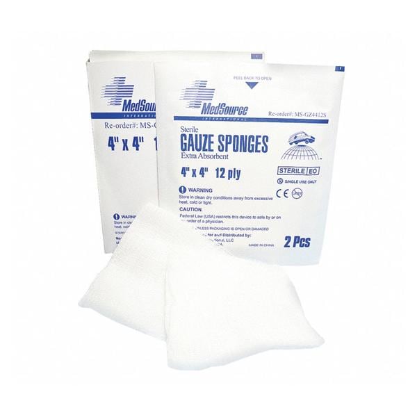 Cotton Gauze Sponge 4x4" 12 Ply Sterile Not Made With Natural Rub...