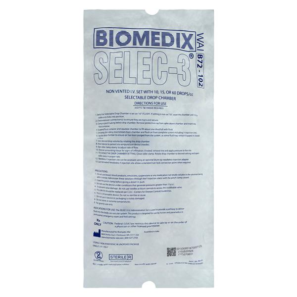 Selec-3 IV Administration Set Needleless Y-Injection Site Multidr...