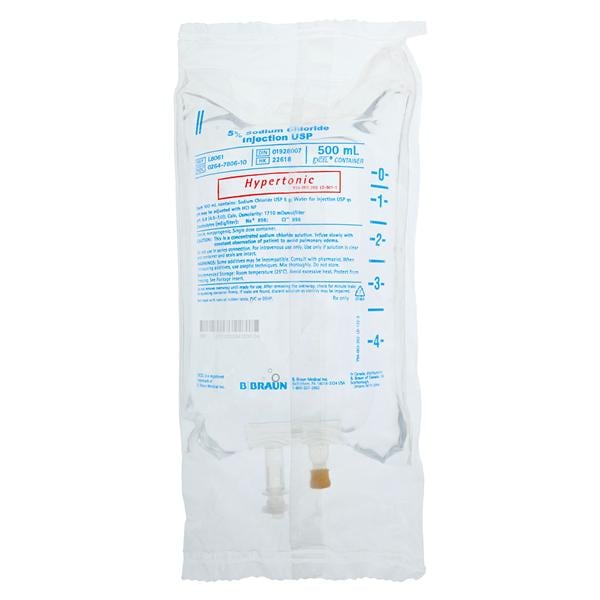 IV Injection Solution Sodium Chloride 5% 500mL Excel IV Bag Container Ea