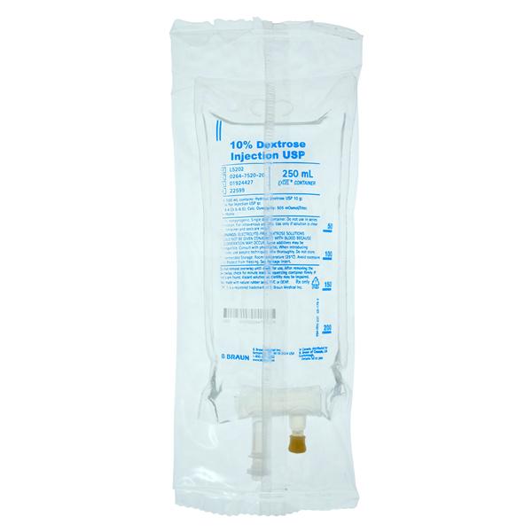 IV Injection Solution Dextrose 10%/Water 250mL Excel IV Bag Container Ea