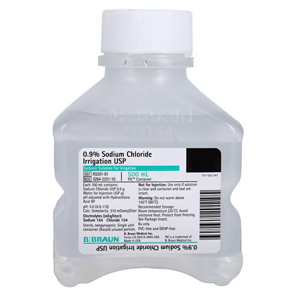 Irrigation Solution Sodium Chloride 0.9% 500mL Plastic Irrigation Container Ea