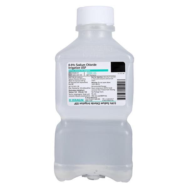 Irrigation Solution 0.9% Sodium Chloride 1000mL Plastic Bottle US...