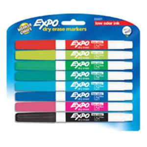 EXPO Low-Odor Dry-Erase Markers Fine Point Assorted Colors 8/Pack 8/Pk