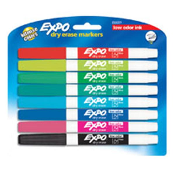 EXPO Low-Odor Dry-Erase Markers Fine Point Assorted Colors 8/Pack 8/Pk