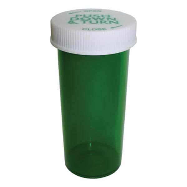Medicine Vial Plastic 13 Dram Green Reusable Non-Sterile 320/Case