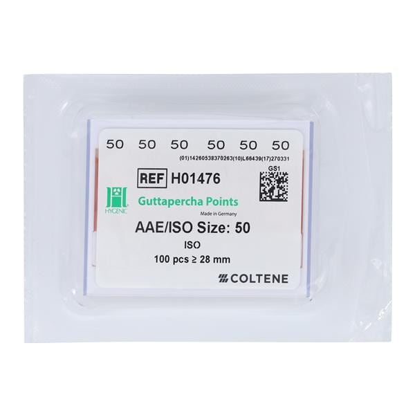 Hygenic Machine Rolled Gutta Percha Points Size 50 Pink 5Vls/Bx