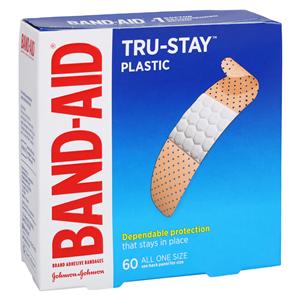 Band-Aid Strip Bandage Plastic 3/4x3" Tan 60/Box, 24 BX/CA