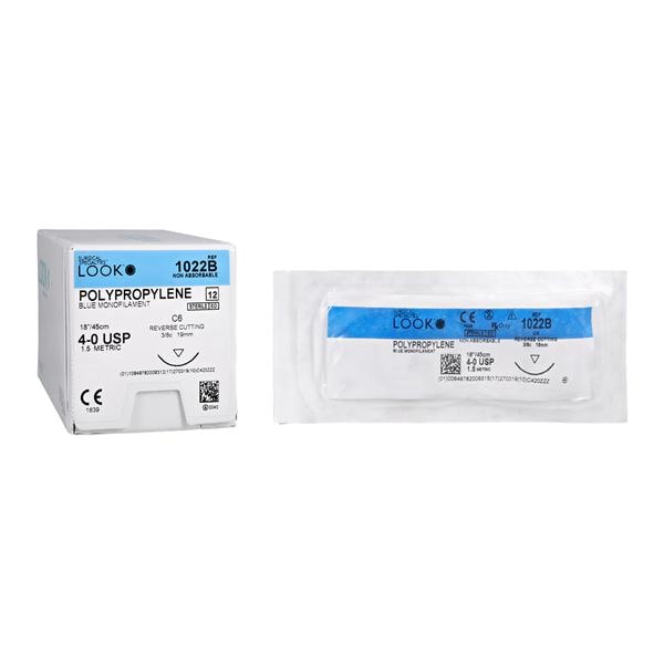 Suture Polypropylene Monofilament 4-0 18" Non-Absorbable C-6 Reve...