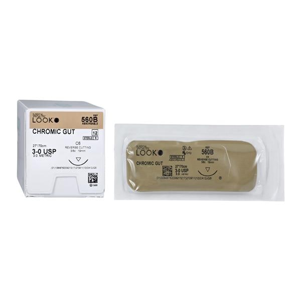 Look Suture Chromic Gut Monofilament 3-0 27" Absorbable C-6 Rever...