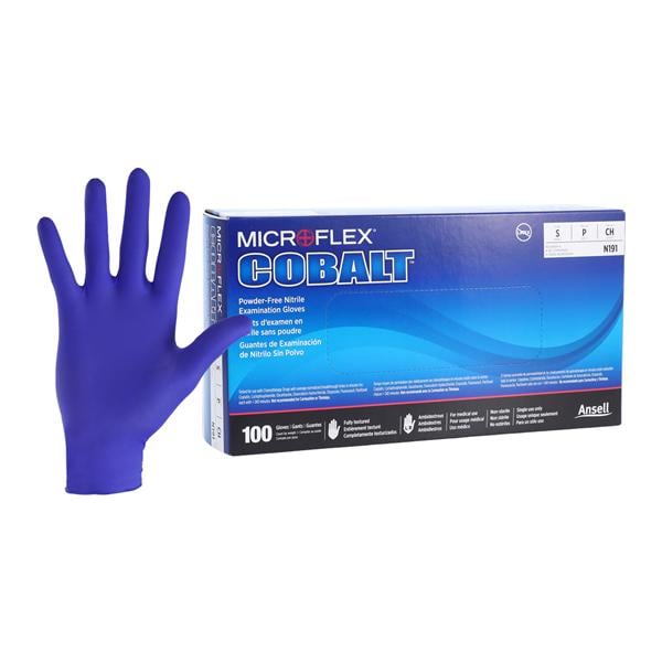 MICROFLEX Cobalt Nitrile Exam Gloves Small Standard Blue Non-Sterile, 10 BX/CA