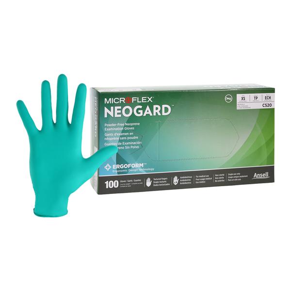 MICROFLEX Neogard Neoprene Exam Gloves X-Small Standard Green Non-Sterile