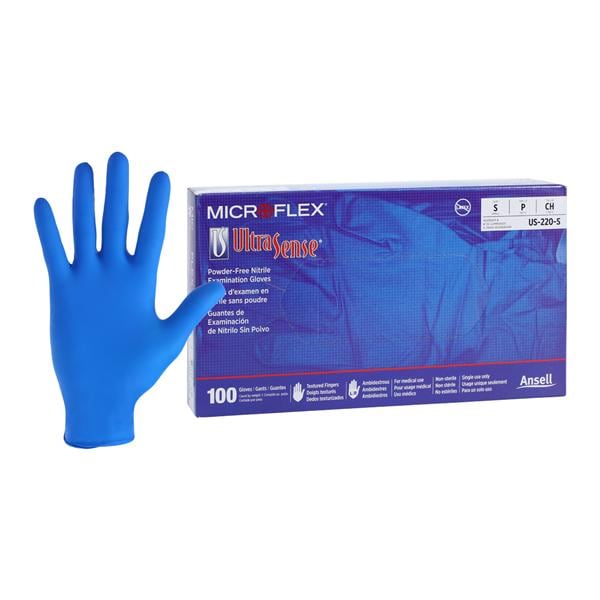 MICROFLEX UltraSense Nitrile Exam Gloves Small Standard Blue Non-Sterile, 10 BX/CA