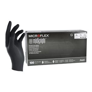 MICROFLEX MidKnight Nitrile Exam Gloves 2X-Large Standard Black Non-Sterile