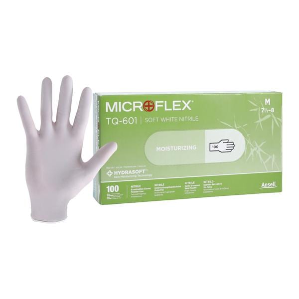 MICROFLEX Soft White Nitrile Exam Gloves Medium Standard White Non-Sterile