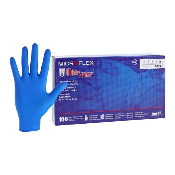 MICROFLEX UltraSense Nitrile Exam Gloves Medium Standard Blue Non-Sterile, 10 BX/CA