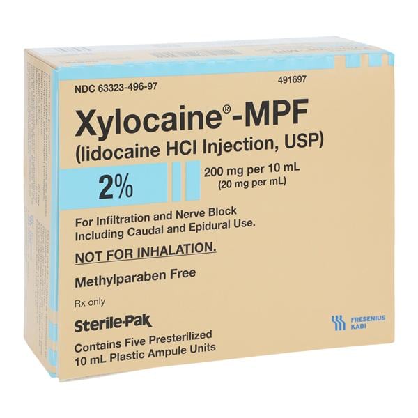 Xylocaine MPF Injection 2% Preservative Free Ampule 10mL 5/Packag...