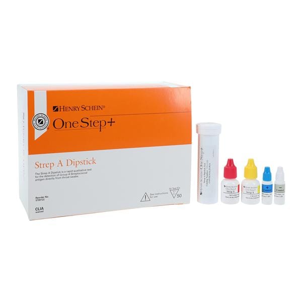 Henry Schein OneStep+ Strep A Dipstick Test CLIA Waived 50/Box