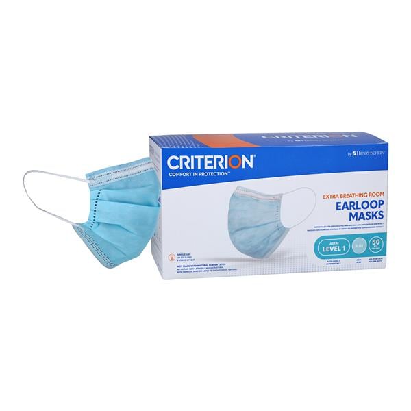 Criterion Earloop Mask ASTM Level 1 Blue Disposable Not Made From...