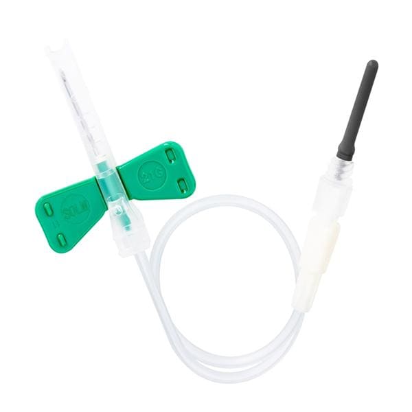 Blood Collection Set Needle 21gx3/4" 12" Tubing Winged Green Safety Shield 50/Bx