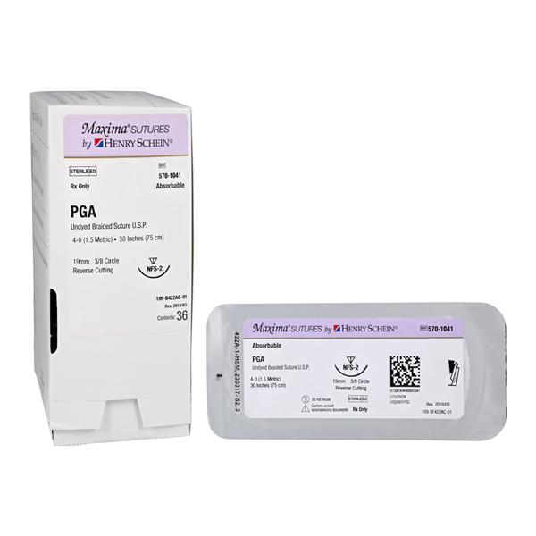 Maxima Suture Polyglycolic Acid Braid 4-0 1-30" Absorbable NFS-2...
