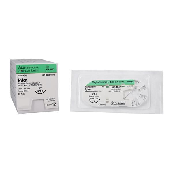 Maxima Suture Nylon Monofilament 4-0 1-18" Non-Absorbable NPS-2 R...