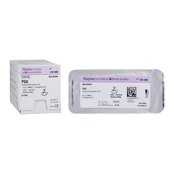 Maxima Suture Polyglycolic Acid Braid 5-0 1-18" Absorbable NP-3 R...