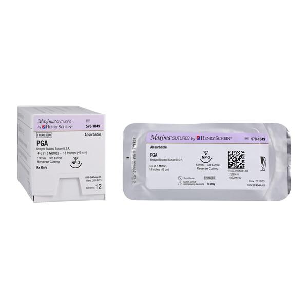 Maxima Suture Polyglycolic Acid Braided 4-0 1-18" Absorbable NP-3...