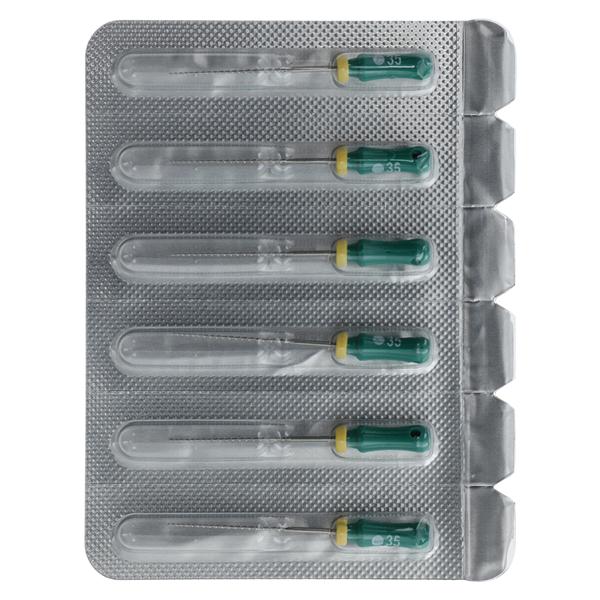 Maxima Hand Hedstrom Files 25 mm Size 35 Stnls Stl/Plstc Hndl Green 6/Pk