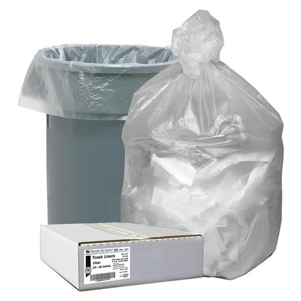 Bag Trash High Density 10mic Henry Schein 30x37" Natural 20-30 Gallon 250/Ca