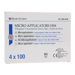 Bendable Micro Applicator Regular Assorted - Green, Blue, Violet, Silver 400/Pk