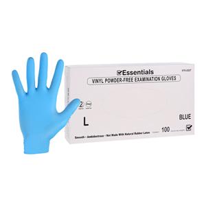 Essentials Vinyl Exam Gloves Large Blue Non-Sterile, 10 BX/CA