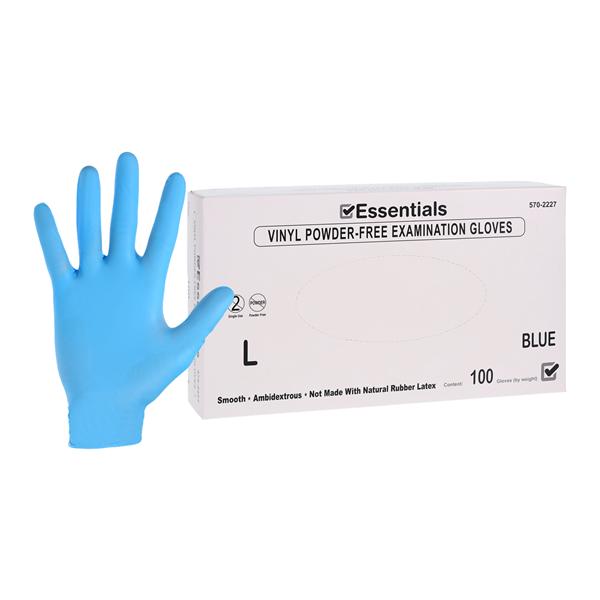 Essentials Vinyl Exam Gloves Large Blue Non-Sterile, 10 BX/CA