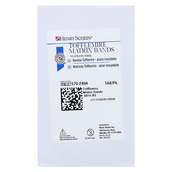 Tofflemire Matrix Band 0.0015 in 3 144/Pk