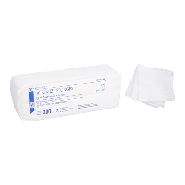 Henry Schein Premium 100% Cotton All-Gauze Sponge 2x2" 8 Ply Non-...