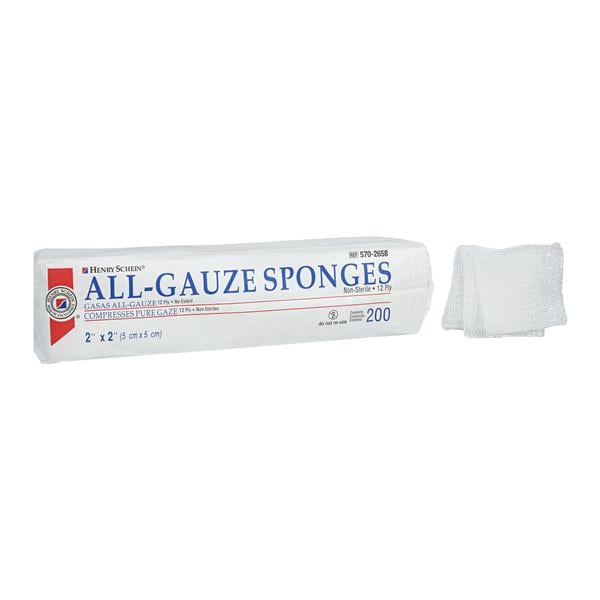 Henry Schein 100% Cotton All-Gauze Sponge 2x2" 12 Ply Non-Sterile...