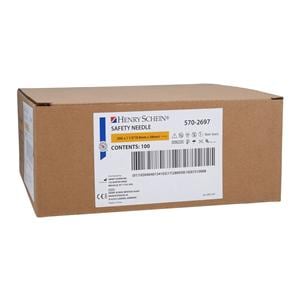 Needle Henry Schein Safety 20g 1-1/2" Yellow Disposable Safety Sh...