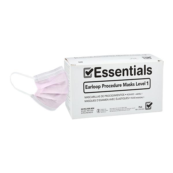 Essentials Face Mask ASTM Level 1 Pink Adult 50/Bx
