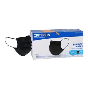 Criterion Earloop Face Mask ASTM Level 1 Black Adult 50/Bx, 20 BX/CA