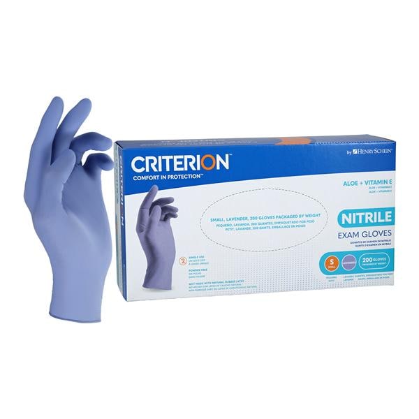 Criterion Aloe + Vitamin E Nitrile Exam Gloves Small Standard Lavender NS