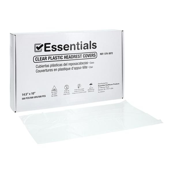 Essentials Headrest Cover 14.5 in x 10 in Plastic Clear Disposable 500/Bx