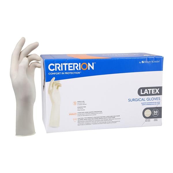 Criterion Latex Surgical Gloves 6.5 Natural 50Pr/Bx