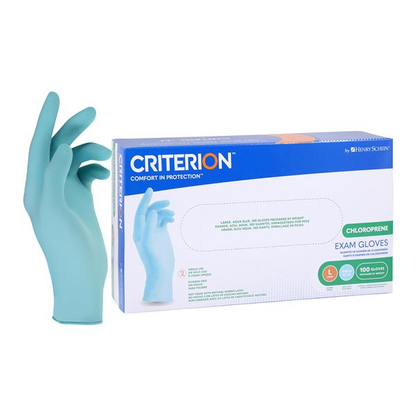 Criterion Chloroprene Exam Gloves Large Aqua Blue Non-Sterile 100/Bx