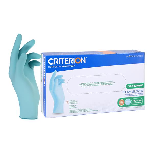 Criterion Chloroprene Exam Gloves X-Large Aqua Blue Non-Sterile 100/Bx
